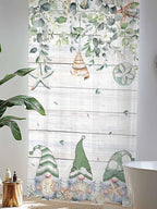 Sheer Curtains 84 Inches Long, Coastal Eucalyptus Leaf Semi Sheer Curtains Light Filtering Window Treatment, Sage Green Gnomes Starfish Privacy Voile Drapes for Living Room Bedroom 52x84 Inch