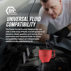 TEC Products FlexAll Long Flexible Funnels - Automotive Oil Funnel with Hose, Durable Nitrile Rubber for Oil Change, Transmission Funnel Fluid, Diesel, Fuel, Gas - Made in USA - Red (16 x 5 Inches)