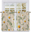 Spring Daisy Kitchen Curtains, Country Watercolor Flower Leaf Plant Light Filtering Window Curtain Panels, 2Pcs Rod Pocket Window Treatments Set for RV Dining Room Study Room 42x54 Inches