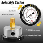 60PSI Pool Filter Pressure Gauge, 2 inches Dial, 1/4" NPT Back Mount, 304Stainless Steel Case, IP67 Waterproof, Clean Filter Indicator, for Swimming Water Pump Spa Aquarium Pressure Test