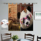 Farm Panda Bathroom Curtains 63 Inch Length, Window Curtains Tab Top, Farmhouse Barn Funny Animals Butterfly Light Filtering Window Treatments Drapes 52"x63" 2 Panel