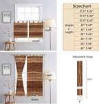 Brown Western Kitchen Curtains 45 Inch Length, Short Cafe Window Curtains Tab Top, Vintage Farmhouse Wood Barn Door Light Filtering Window Treatments Tier Drapes 27.5"x45" 2 Panel