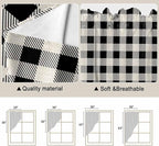 Swag Curtain Valances for Kitchen Windows,Farm Wooden House Black Buffalo Plaid Short Rod Pocket Window Valance,Western Star Swag Topper for Bedroom Living Room,2 Panels 36x63in