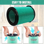 2 Pack VF6000 5-Layer Pleated Replacement Vacuum Filter Compatible for Rigid Shop Vac 5-20 Gallon Wet/Dry Vacuums,Fit for Husky 6-9 Gallon Vacs