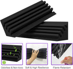 TroyStudio Bass Traps - 24 Pcs 4 X 4 X 12 Inches Dense Thick Studio Bass Foam Corner, Acoustic Treatment Panel Absorbing Echo Reverb, Low Frequency Sound Absorber for Music Room Home Recording
