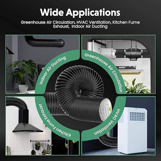 InfiniPower 195 CFM Inline Ventilation Fan 4" Air Carbon Filter and 4 Inch 8 Feet Black Ducting, Combo for Grow Tent, Greenhouse, Kitchen, Basement