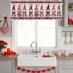 I Love U Valance Curtains for Kitchen, Valentine's Day Dwarf Romantic Wood Grain Privacy Rod Pocket Valance Curtain, Light-Filtering Window Treatment for Bedroom Bathroom, 60"x18"