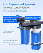 Waterdrop 2 Stage Whole House Water Filter System, with Heavy Metal and Anti-Scale Sediment Filter, Highly Reduce Iron, Scale, Lead, Chlorine, Taste, 5-Stage Filtration, WD-WHF21-SH, 1" Inlet/Outlet