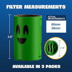 3 Pack Replacement Filters | Discreet HEPA & Carbon Filtration | Biodegradable & Up to 300+ Uses (Blaze Cactus) | Packaging May Vary