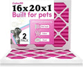 Colorfil 16x20x1 Air Filter (2-Pack) | Made in the USA | Color Changing | Remove Cat and Dog Odor | MERV 8 for Pet Hair Dander and Dust | 15.5"x19.5"x0.75" Exact Size