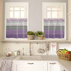 Country Wood Board Gray Purple Window Valance Curtains, Farmhouse Gradient Plank Light Filtering Kitchen Valance with 3-inch Rod Pocket for Living Room Bathroom Bedroom,2 Panel,27.5x36In