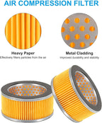 PATIKIL 4.2 x 2 Inch Air Compressor Intake Paper Filter 4 Pack Piston Type Air Filter Elements Replacement for Blowers Generators Filter Particles to Reduce Noise, Yellow