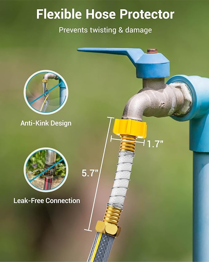 AQUA CREST Garden Hose Water Filter for Plants, Greatly Reduces Chlorine, Odor, Improve Plants Health, Ideal for Organic Gardening, Farming and Pets, 4 Pack with 2 Hose Protector