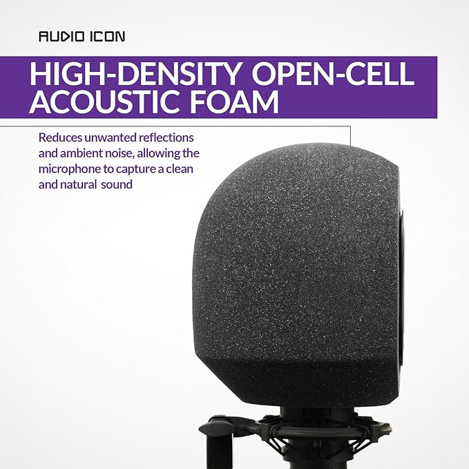 Soundbox Vocal Recording Isolation Booth | Portable Microphone Shield, Pop Filter for Studio-Quality Sound for Singing, Podcasting, Acoustic High-Density Foam Ball, Mic Soundproof Box (Classic Black)