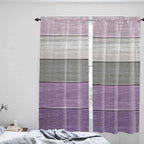 Country Wood Board Gray Purple Window Valance Curtains, Farmhouse Gradient Plank Light Filtering Kitchen Valance with 3-inch Rod Pocket for Living Room Bathroom Bedroom,2 Panel,52x72In