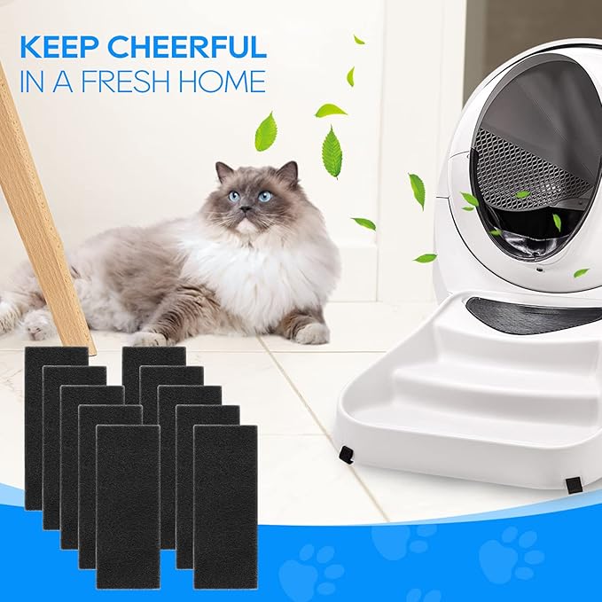 12 Pack Carbon Filters Compatible with Litter-Robot 3, Activated Carbon Litter Box Filter Compatible with Litter-Robot 3 Self Cleaning Cat Litter Box Filters, Accessories Replacement