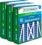 Filterbuy 21x27x5 Air Filter MERV 13 Optimal Smoke & Allergy Defense (3-Pack), Pleated HVAC AC Furnace Filters for Trane Perfect Fit & American Standard (Actual Size: 20.56 x 26.13 x 4.97)