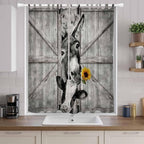 Funny Farm Animals Living Room Curtains 96 Inch Length, Window Curtains Tab Top, Vintage Barn Grey Sunflowers Light Filtering Window Treatments Drapes 52"x96" 2 Panel