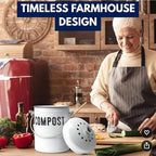Granrosi Countertop Compost Bin Kitchen - 1.3 Gal Indoor Compost Bucket with Lid for Kitchen, Farmhouse Rust Proof & Odorless Composter Bin for Countertop, 3 Charcoal Filters