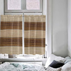 Retro Country Brown Wooden Board Window Valance Curtains, Farmhouse Gradient Plank Light Filtering Kitchen Valance with 3-inch Rod Pocket for Living Room Bathroom Bedroom,2 Panel,27.5x45In