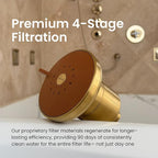 AquaTru Shower - High Pressure Shower Filter Removes Impurities from Hard Water to Support Healthy Skin, Scalp, Hair, Reduce Breakage, and Enhance Your Beauty and Self-Care Routine (Brushed Gold)