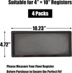 Floor Register Vent Cover- 4"x10" Magnetic Air Vent Screen Mesh Cover, Perfect for Wall/Ceiling/Floor Air Vent Filters (4-Packs)