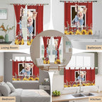 Pig Sunflowers Bedroom Curtains 72 Inch Length, Window Curtains Tab Top, Eucalyptus Leaves Floral Bees Red Barn Light Filtering Window Treatments Drapes 52"x72" 2 Panel