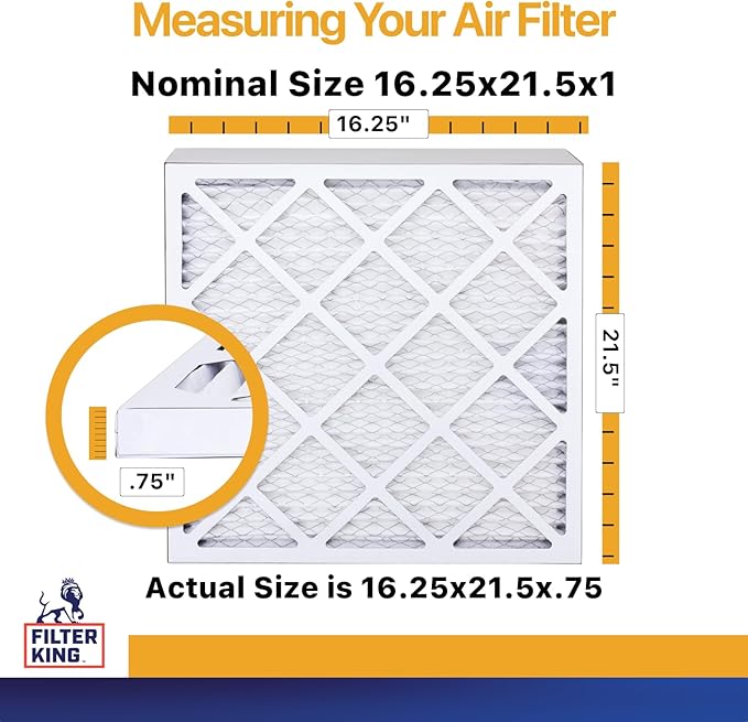 Filter King 16.25x21.5x1 Air Filter | 4-PACK | MERV 13 HVAC Pleated A/C Furnace Filters | MADE IN USA | Actual Size: 16.25 x 21.5 x .75"