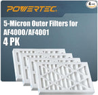 POWERTEC 5 Micron Outer Air Filter for WEN 3410, POWERTEC AF4000/AF4001, Shop Fox W1830 Air Filtration System, Replacement for WEN 90243-027-2 Woodworking Air Filters for Workshop & Garage, 4PK