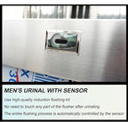 Wall-Mounted Stainless Steel Urinal Trough with Drain Pipe and Sensor, 304 Steel Commercial Multi-User Urinal, 100CM/150CM, for Schools and Construction Sites (100CM)