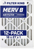 Filter King 18x27x1 Air Filter | 12-PACK | MERV 8 HVAC Pleated A/C Furnace Filters | MADE IN USA | Actual Size: 18 x 27 x .75"