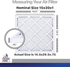 Filter King 15x30x1 Air Filter | 4-PACK | Carbon MERV 8 HVAC Pleated A/C Furnace Filters | MADE IN USA | Actual Size: 14.5 x 29.5 x .75"