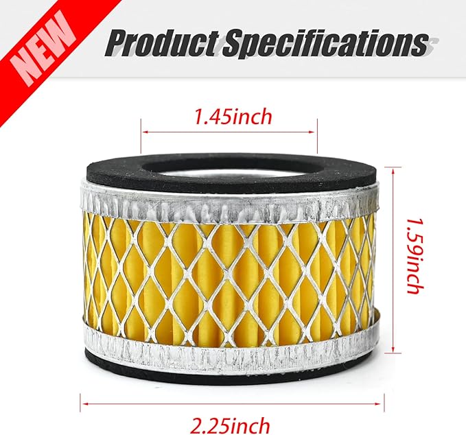 8 Pcs Air Compressor Filter Intake Paper Filter Elements 2.6 x 1.6 Inches Piston Type Air Replacement Filter Element Yellow Air Compressor Accessories