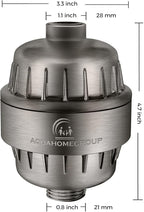 AquaHomeGroup 20 Stage Shower Head Filter with Vitamin C E A for Hard Water - High Output Filter to Remove Chlorine and Fluoride - 2 Replacement Cartridges - Consistent Flow Showerhead Filter