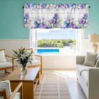 Spring Flowers Curtain Valances for Windows, Kitchen Valance Window Treatment, Watercolor Garden Florals Wooden Grain Light Filtering Block Curtains for Bathroom/Bedroom/Living Room 42'' x 12''