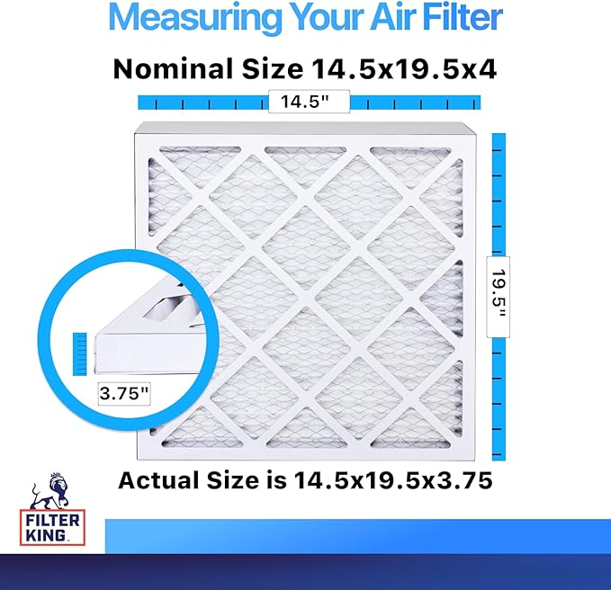 Filter King 14.5x19.5x4 Air Filter | 4-PACK | MERV 8 HVAC Pleated A/C Furnace Filters | MADE IN USA | Actual Size: 14.5 x 19.5 x 3.75"