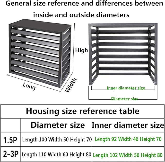 Aluminum Outdoor Condenser Protective Cover, freestanding Enclosure to Cover Garbage Or Ac Units, beautiful and durable appearance, suitable for gardens, balconies, walls, courtyards ( Color : THREE-B