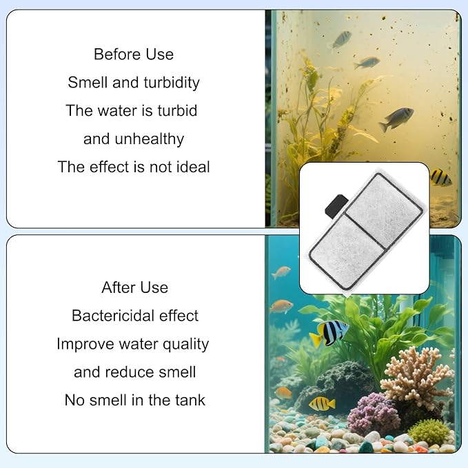 10pcs Filter Cartridges for Top Fin EF-S & BF5 BETTAFLO, 9.5x5.5cm/3.74x2.17in Aquarium Filter Media with Activated Carbon for Fish Tank Water Filtration