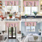 Easter Curtain Valances for Windows, Kitchen Valance Window Treatment, Spring Rabbit Eggs Flowers Flags Leaves Wood Grain Light Filtering Block Curtains for Bathroom/Bedroom/Living Room 54'' x 18''