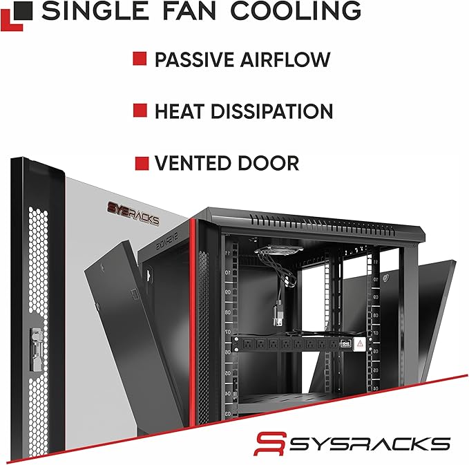 Sysracks 15U Wall Mount Server Rack Cabinet, 19” Locking Network Rack, 24” Deep, Glass Door, with Fan, PDU and Shelf