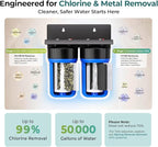 iSpring WGB21B-KS 2-Stage Whole House Water Filtration System with 10" x 4.5" Sediment CTO(Chlorine, Taste and Odor) Filter,KDF+GAC filter, Removes Chlorine, Iron, Lead, Odor and More, 1" Inlet/Outlet