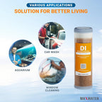Refillable Mixed Bed DI Resin Filter Cartridge Fits most wide style 3" openings standard 10" size WH Filter Housings and Systems