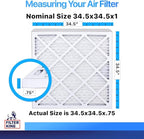 Filter King 34.5x34.5x1 Air Filter | 4-PACK | MERV 8 HVAC Pleated A/C Furnace Filters | MADE IN USA | Actual Size: 34.5 x 34.5 x .75"