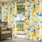 Lemon Outdoor Curtains for Patio Lemon Leaves Summer Plants Begin Waterproof Outside Curtains with Grommet Top Weatherproof Curtain for Cabana Pergola Gazebo, 2 Pack, 54" W x 108" L