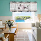 Spring Flowers Curtain Valances for Windows, Kitchen Valance Window Treatment, Farmhouse Watercolor Black Plaid Wood Grain Light Filtering Block Curtains for Bathroom/Bedroom/Living Room 42'' x 18''