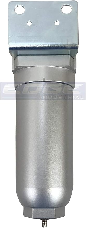 HEAVY DUTY INDUSTRIAL RATED HIGH FLOW PARTICULATE FILTER, IN-LINE WATER TRAP FOR COMPRESSED AIR LINE SYSTEMS, 5 MICRON WITH METAL BOWL (1" NPT, 11oz)