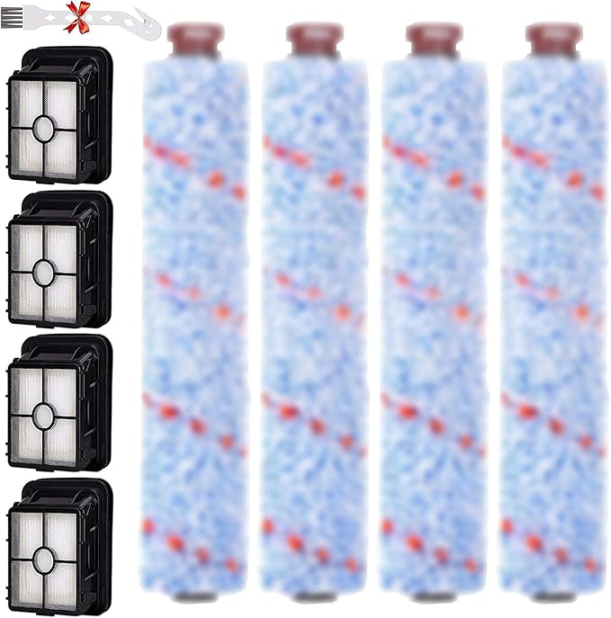 for Bissell CrossWave Vacuum Cleaner Replacement Parts 4 Pack 1868 Bissell CrossWave Multi-Surface Brush Rolls Tangle-Free+ 4 Pack 1866 Replacement Vacuum Filters Compare Part 1608683 1608684