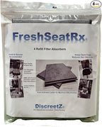 FreshSeatRx 4-Refill Filters fit FS-4 enclosures. Activated Charcoal, Chemical Warfare Design High Absorbency-CWDHA Activated Carbon Filter Pads. Reusable, Reset with Low Heat for Weeks of use. FR-4