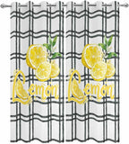Lemon Outdoor Curtains for Patio Lemon Leaves Summer Plaid Buffalo Waterproof Outside Curtains with Grommet Top Weatherproof Curtain for Cabana Pergola Gazebo, 2 Pack, 54" W x 108" L