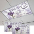 Fluorescent Light Covers for Ceiling Lights Lavender Flower Magnetic Light Filters 2 Pack 4x2 ft Watering Can Purple Old Postcard Wood Ceiling Lights Cover for Classroom Office School Drop Lamp Decor